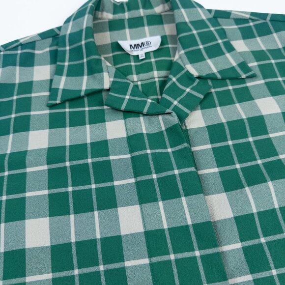EUC $595 MM6 Maison Margiela Oversized Green Check Boxy Top IT 40 US 4 - Picture 1 of 8